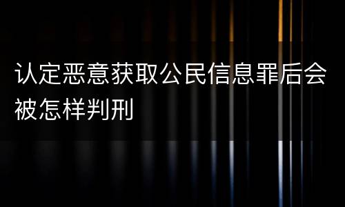 认定恶意获取公民信息罪后会被怎样判刑