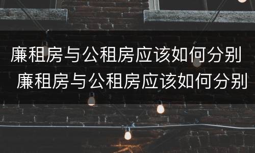 廉租房与公租房应该如何分别 廉租房与公租房应该如何分别管理