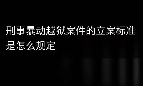 刑事暴动越狱案件的立案标准是怎么规定