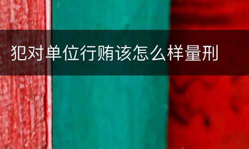 犯对单位行贿该怎么样量刑
