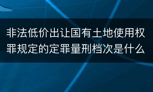 非法低价出让国有土地使用权罪规定的定罪量刑档次是什么