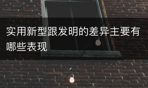 实用新型跟发明的差异主要有哪些表现