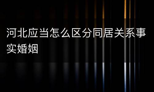 河北应当怎么区分同居关系事实婚姻