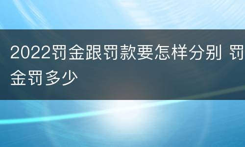 2022罚金跟罚款要怎样分别 罚金罚多少
