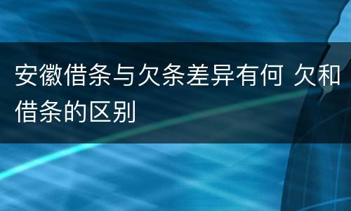 安徽借条与欠条差异有何 欠和借条的区别