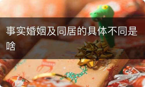 事实婚姻及同居的具体不同是啥