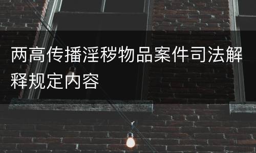 两高传播淫秽物品案件司法解释规定内容
