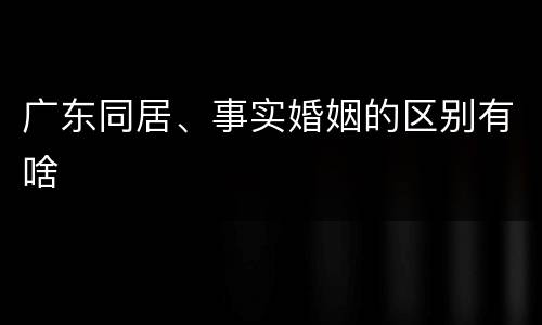 广东同居、事实婚姻的区别有啥