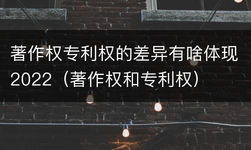 著作权专利权的差异有啥体现2022（著作权和专利权）