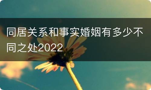 同居关系和事实婚姻有多少不同之处2022