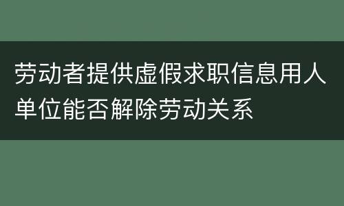 劳动者提供虚假求职信息用人单位能否解除劳动关系