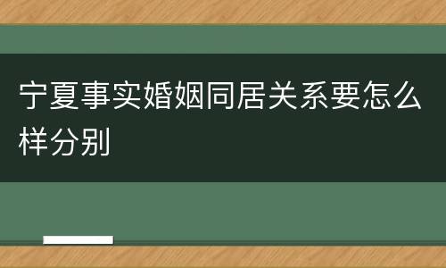 宁夏事实婚姻同居关系要怎么样分别