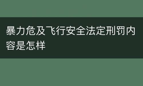 暴力危及飞行安全法定刑罚内容是怎样