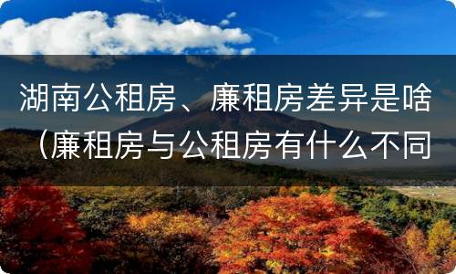 湖南公租房、廉租房差异是啥（廉租房与公租房有什么不同）