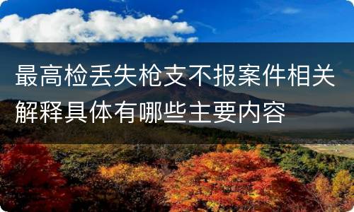 最高检丢失枪支不报案件相关解释具体有哪些主要内容