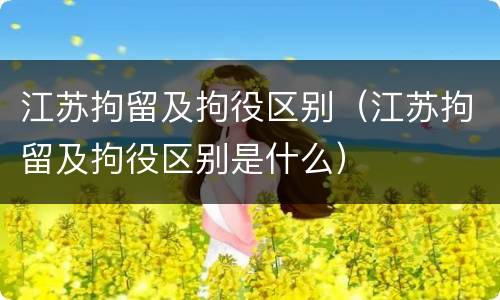 江苏拘留及拘役区别（江苏拘留及拘役区别是什么）
