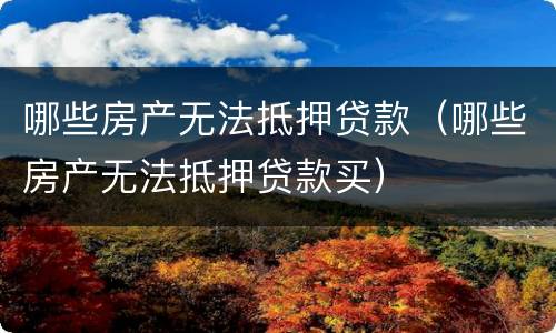 哪些房产无法抵押贷款（哪些房产无法抵押贷款买）