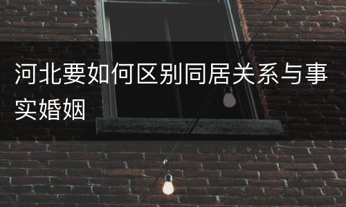 河北要如何区别同居关系与事实婚姻