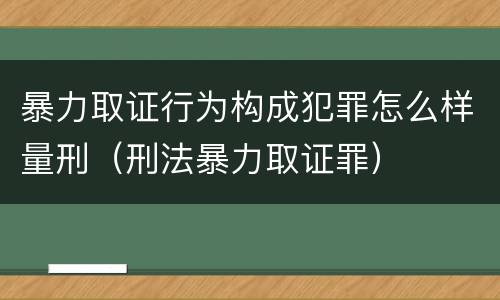 暴力取证行为构成犯罪怎么样量刑（刑法暴力取证罪）