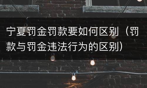 宁夏罚金罚款要如何区别（罚款与罚金违法行为的区别）