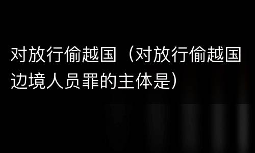 对放行偷越国（对放行偷越国边境人员罪的主体是）