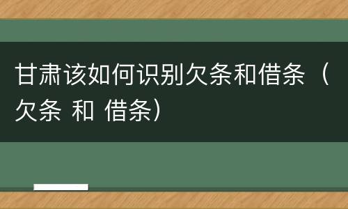 甘肃该如何识别欠条和借条（欠条 和 借条）