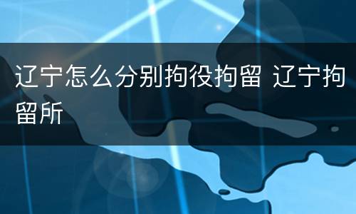 辽宁怎么分别拘役拘留 辽宁拘留所