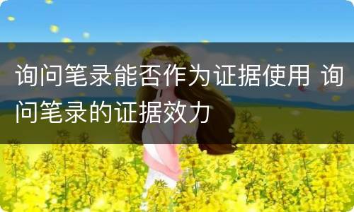 询问笔录能否作为证据使用 询问笔录的证据效力