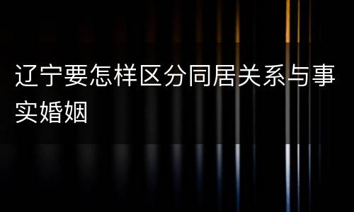 辽宁要怎样区分同居关系与事实婚姻