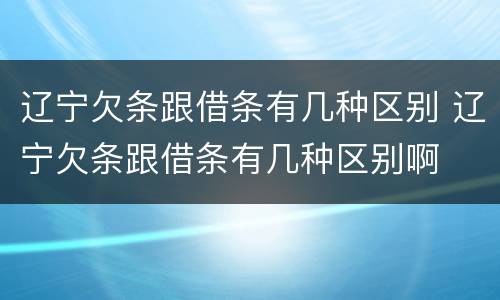 辽宁欠条跟借条有几种区别 辽宁欠条跟借条有几种区别啊