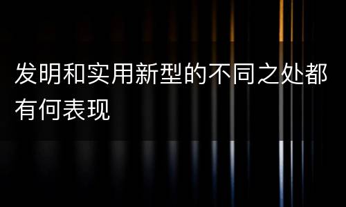 发明和实用新型的不同之处都有何表现
