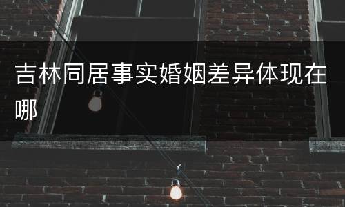 吉林同居事实婚姻差异体现在哪