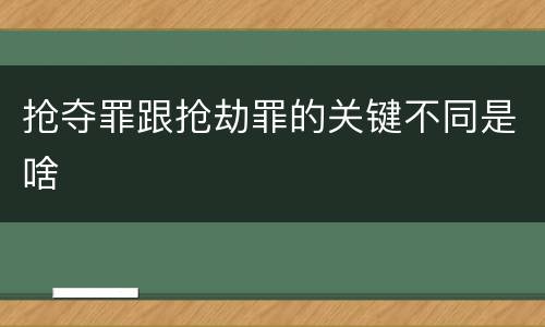 抢夺罪跟抢劫罪的关键不同是啥