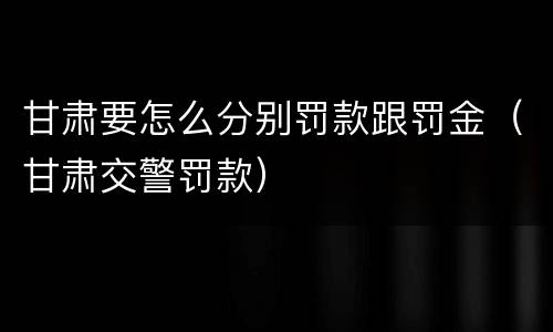 甘肃要怎么分别罚款跟罚金（甘肃交警罚款）