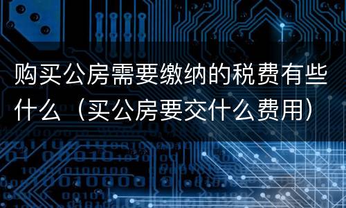 购买公房需要缴纳的税费有些什么（买公房要交什么费用）