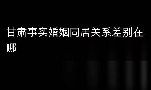 甘肃事实婚姻同居关系差别在哪