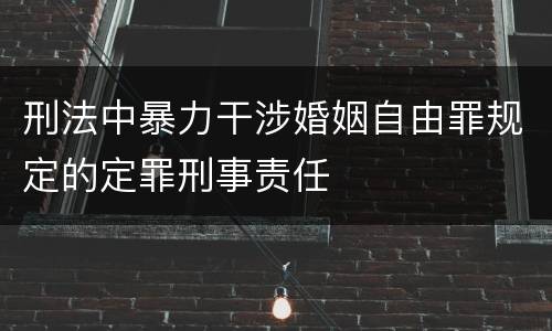 刑法中暴力干涉婚姻自由罪规定的定罪刑事责任