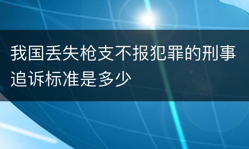 我国丢失枪支不报犯罪的刑事追诉标准是多少