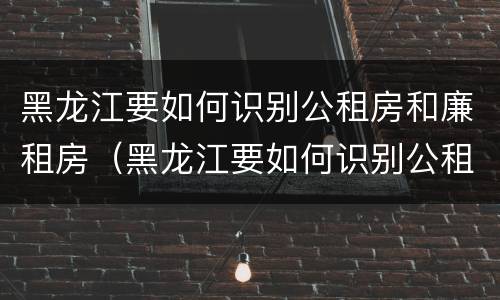 黑龙江要如何识别公租房和廉租房（黑龙江要如何识别公租房和廉租房的区别）