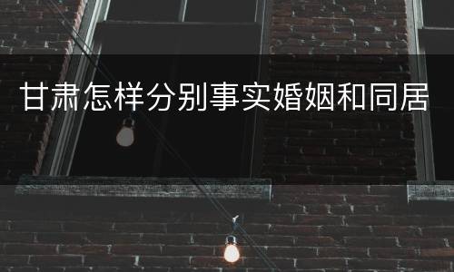甘肃怎样分别事实婚姻和同居
