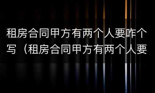 租房合同甲方有两个人要咋个写（租房合同甲方有两个人要咋个写呢）