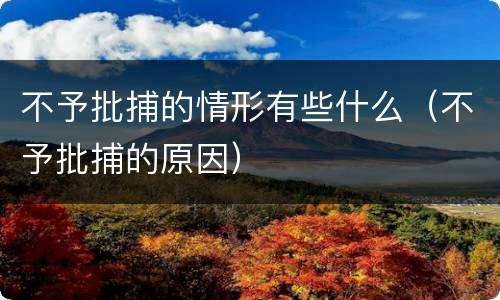 不予批捕的情形有些什么（不予批捕的原因）