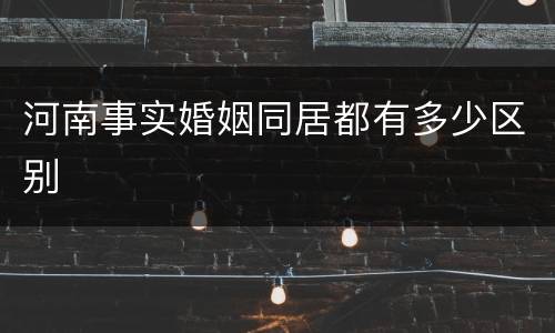 河南事实婚姻同居都有多少区别