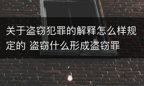 关于盗窃犯罪的解释怎么样规定的 盗窃什么形成盗窃罪