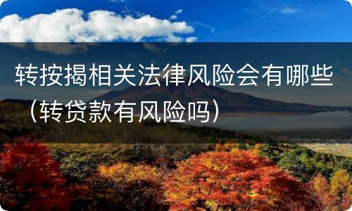 转按揭相关法律风险会有哪些（转贷款有风险吗）