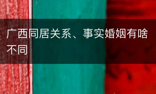 广西同居关系、事实婚姻有啥不同