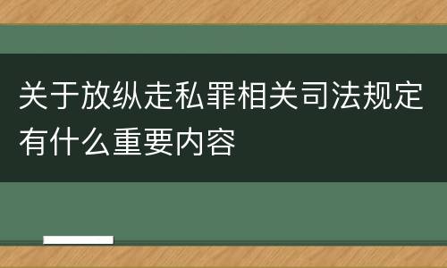关于放纵走私罪相关司法规定有什么重要内容