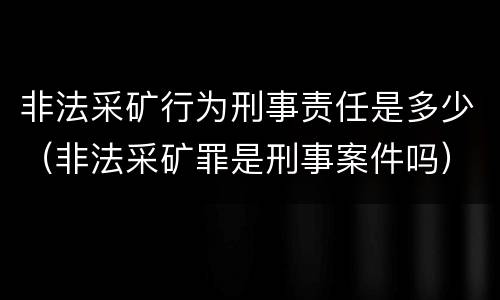 非法采矿行为刑事责任是多少（非法采矿罪是刑事案件吗）