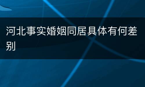 河北事实婚姻同居具体有何差别