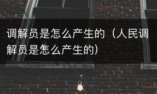 调解员是怎么产生的（人民调解员是怎么产生的）